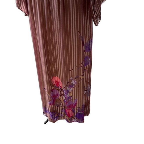 Hanae Mori Vintage 70s Womens Maxi Dress Size 12 Pink Purple Floral Chiffon - Picture 10 of 16